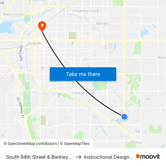 South 84th Street & Barkley Drive, NE to Instructional Design Center map