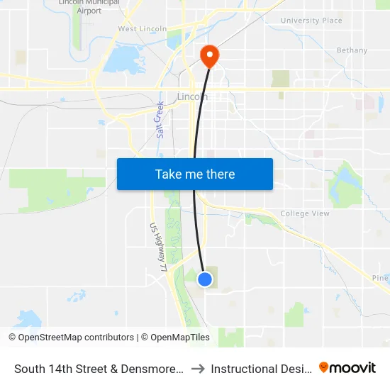 South 14th Street & Densmore Park Road, SW to Instructional Design Center map