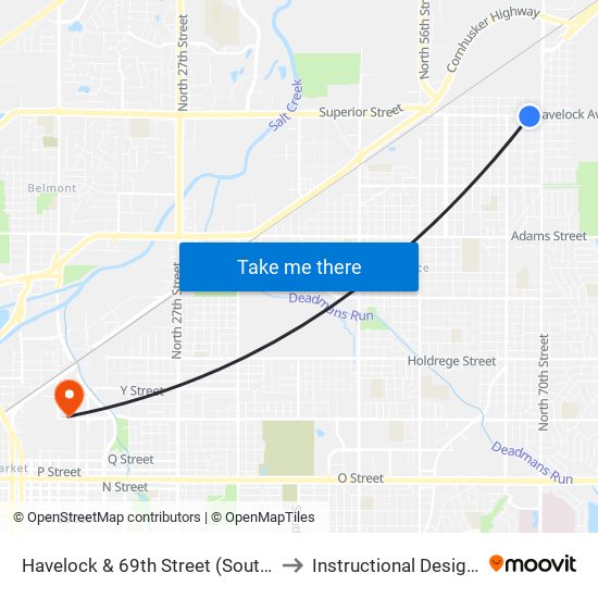 Havelock & 69th Street (Southwest Side) to Instructional Design Center map