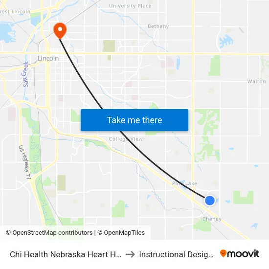 Chi Health Nebraska Heart Hospital, NE to Instructional Design Center map