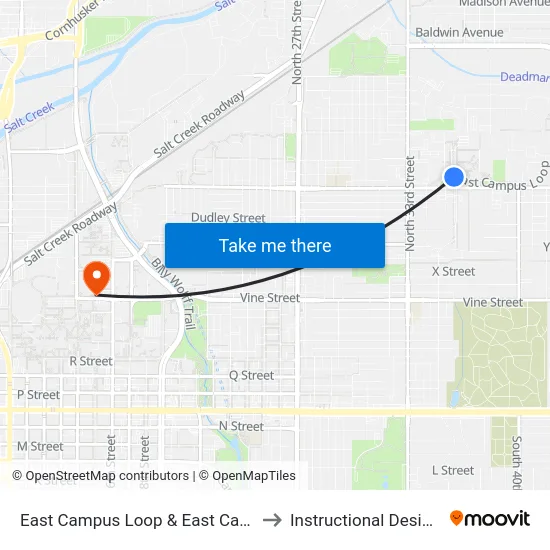 East Campus Loop & East Campus Mall, S to Instructional Design Center map