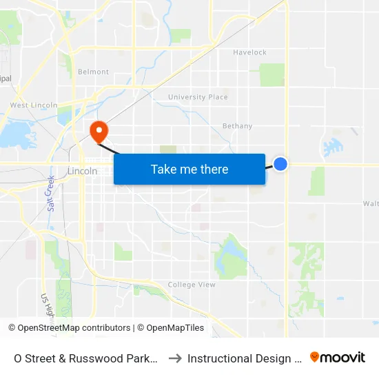 O Street & Russwood Parkway, NW to Instructional Design Center map