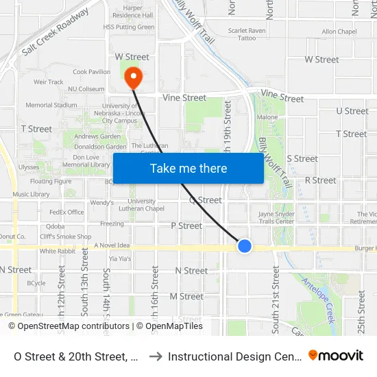 O Street & 20th Street, NW to Instructional Design Center map