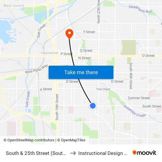 South & 25th Street (South Side) to Instructional Design Center map