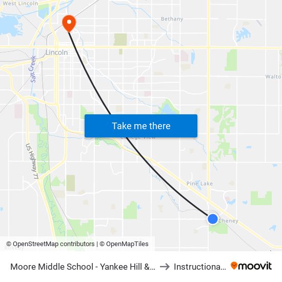 Moore Middle School - Yankee Hill & Yankee Woods Drive (Southwest Side) to Instructional Design Center map