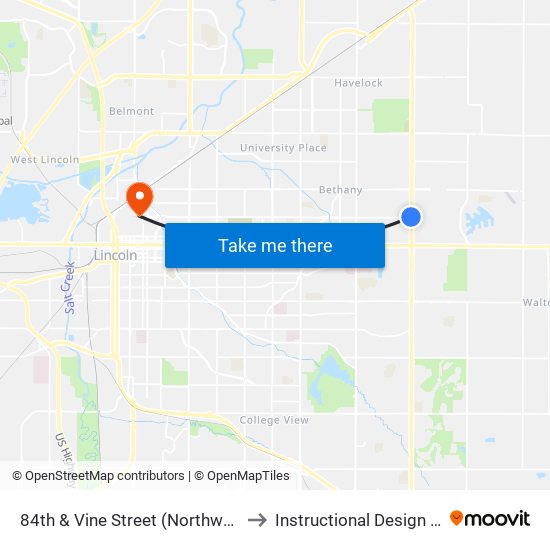 84th & Vine Street (Northwest Side) to Instructional Design Center map