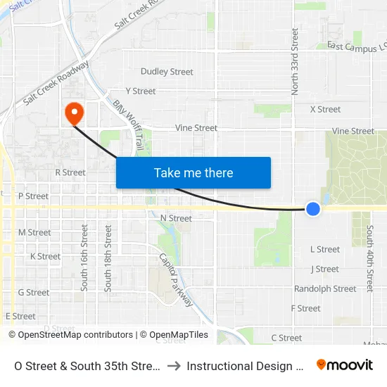 O Street & South 35th Street, SW to Instructional Design Center map