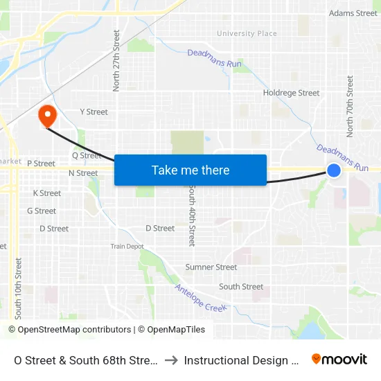 O Street & South 68th Street, SW to Instructional Design Center map