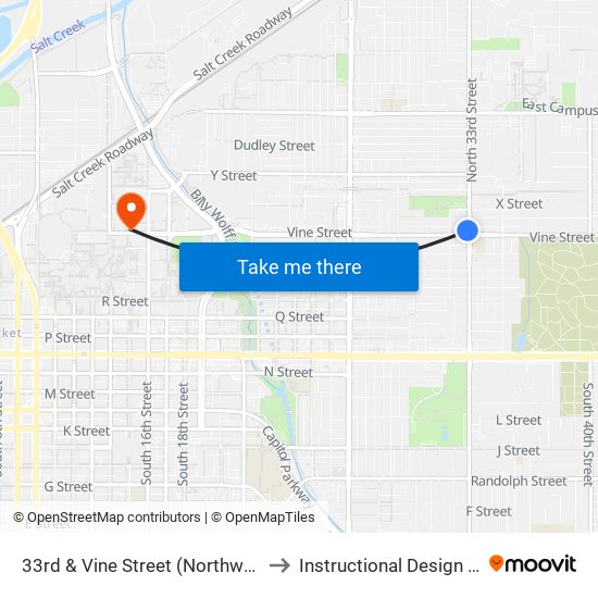 33rd & Vine Street (Northwest Side) to Instructional Design Center map