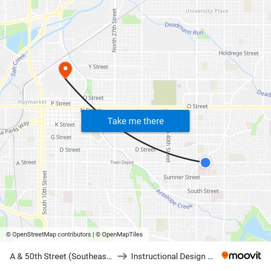 A & 50th Street (Southeast Side) to Instructional Design Center map