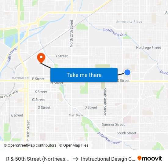 R & 50th Street (Northeast Side) to Instructional Design Center map