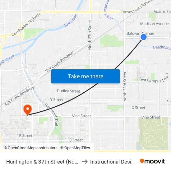 Huntington & 37th Street (Northeast Side) to Instructional Design Center map