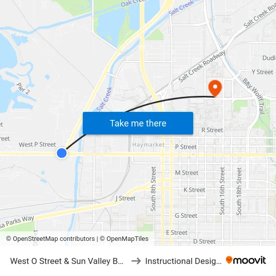 West O Street & Sun Valley Boulevard, NW to Instructional Design Center map
