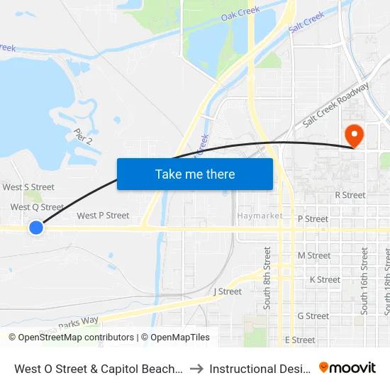 West O Street & Capitol Beach Boulevard, NE to Instructional Design Center map