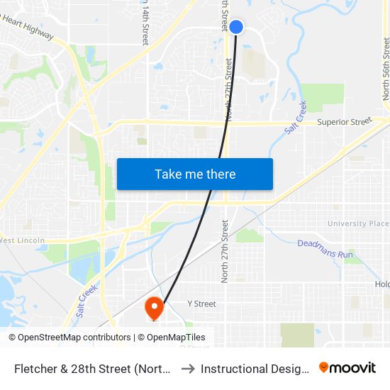 Fletcher & 28th Street (Northeast Side) to Instructional Design Center map