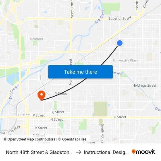 North 48th Street & Gladstone Street, NE to Instructional Design Center map