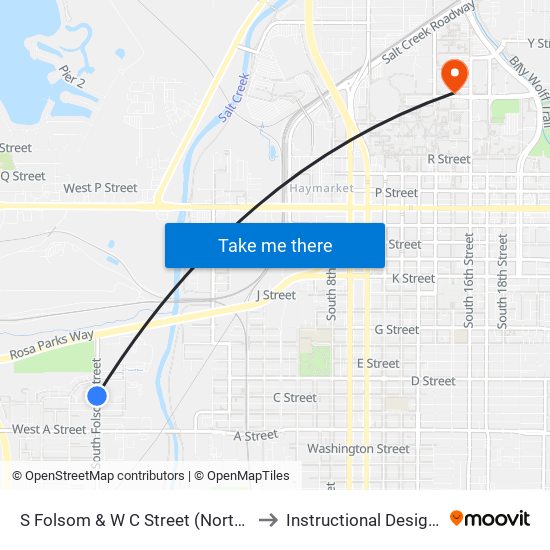 S Folsom & W C Street (Northwest Side) to Instructional Design Center map