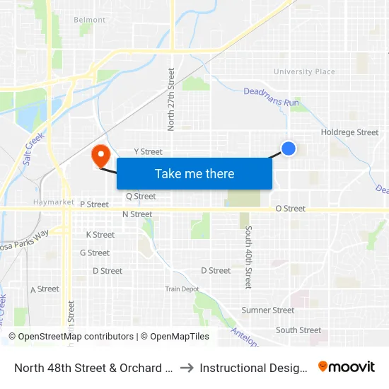North 48th Street & Orchard Street, SW to Instructional Design Center map