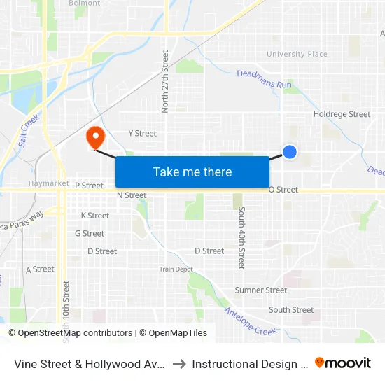 Vine Street & Hollywood Avenue, Se to Instructional Design Center map