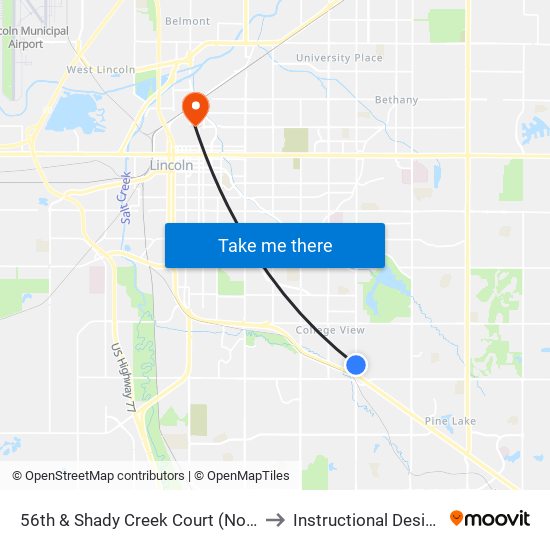 56th & Shady Creek Court (Northwest Side) to Instructional Design Center map