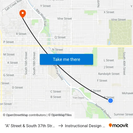 "A" Street & South 37th Street, SW to Instructional Design Center map