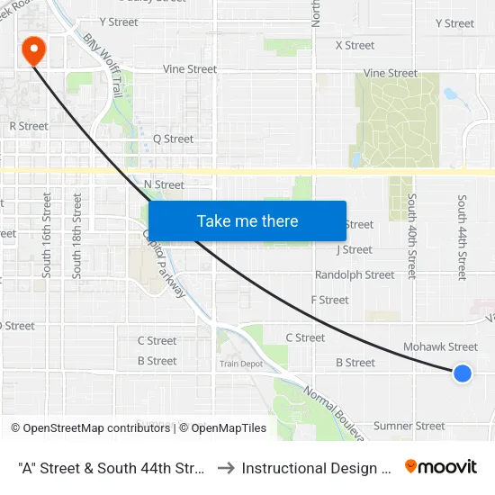"A" Street & South 44th Street, SW to Instructional Design Center map