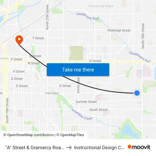 "A" Street & Gramercy Road, NE to Instructional Design Center map