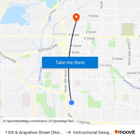 13th & Arapahoe Street (Northeast Side) to Instructional Design Center map