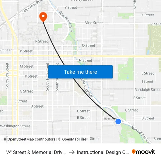 "A" Street & Memorial Drive, NW to Instructional Design Center map