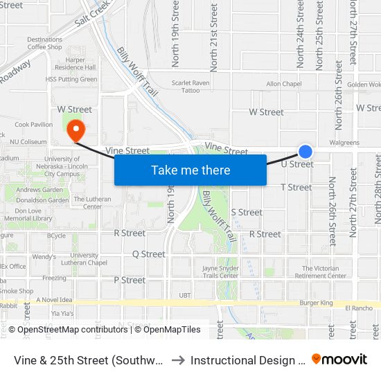 Vine & 25th Street (Southwest Side) to Instructional Design Center map