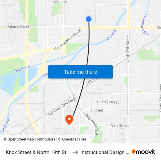Knox Street & North 19th Street, SW to Instructional Design Center map