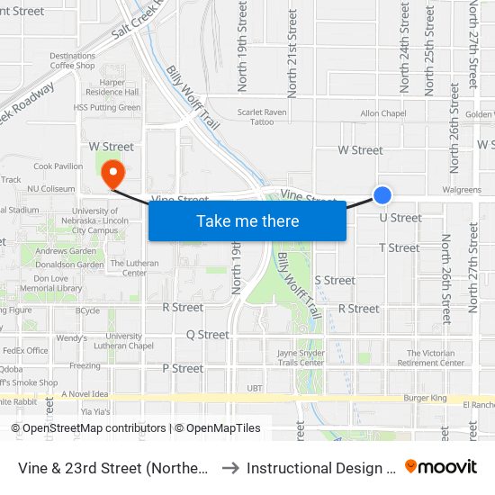 Vine & 23rd Street (Northeast Side) to Instructional Design Center map