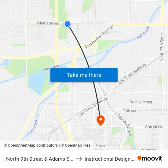 North 9th Street & Adams Street, SW to Instructional Design Center map