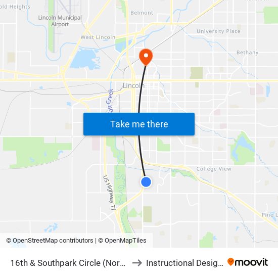 16th & Southpark Circle (Northwest Side) to Instructional Design Center map