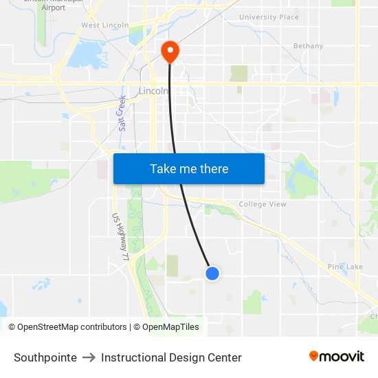 Southpointe to Instructional Design Center map