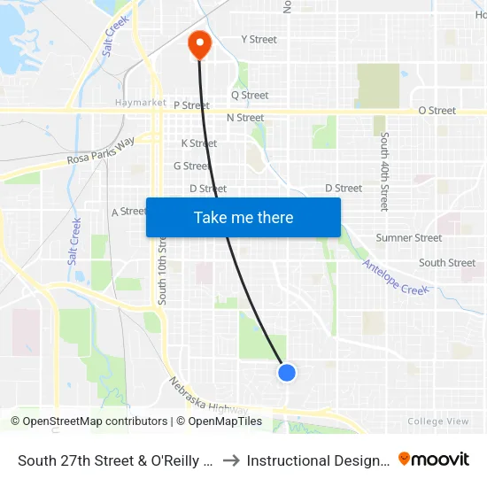 South 27th Street & O'Reilly Drive, SW to Instructional Design Center map