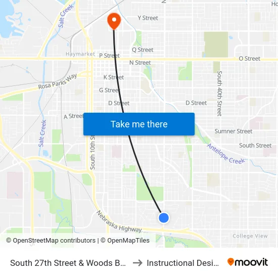 South 27th Street & Woods Boulevard, NW to Instructional Design Center map