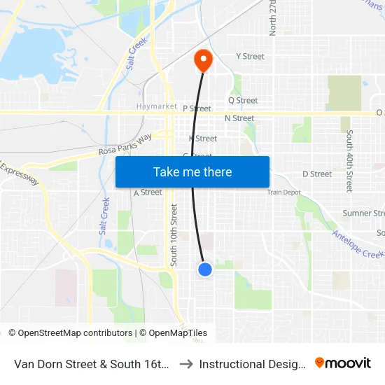 Van Dorn Street & South 16th Street, NE to Instructional Design Center map