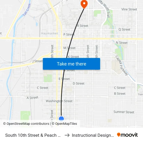 South 10th Street & Peach Street, Se to Instructional Design Center map