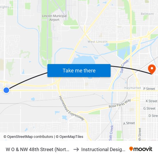 W O & NW 48th Street (Northeast Side) to Instructional Design Center map