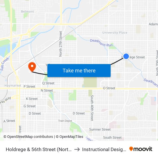 Holdrege & 56th Street (Northeast Side) to Instructional Design Center map