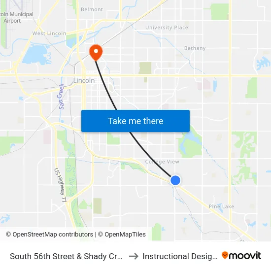 South 56th Street & Shady Creek Road, Se to Instructional Design Center map