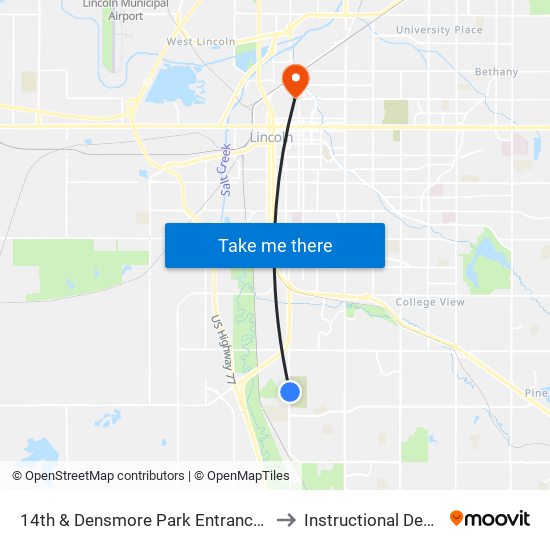 14th & Densmore Park Entrance (Northeast Side) to Instructional Design Center map
