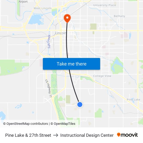 Pine Lake & 27th Street to Instructional Design Center map