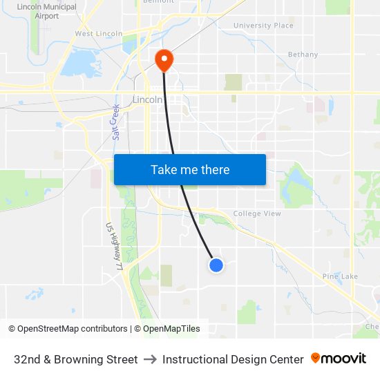 32nd & Browning Street to Instructional Design Center map