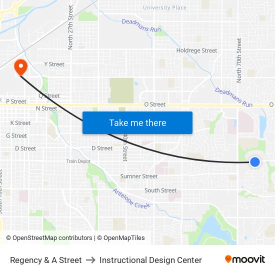 Regency & A Street to Instructional Design Center map