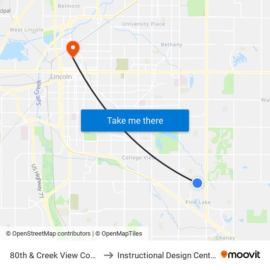 80th & Creek View Court to Instructional Design Center map