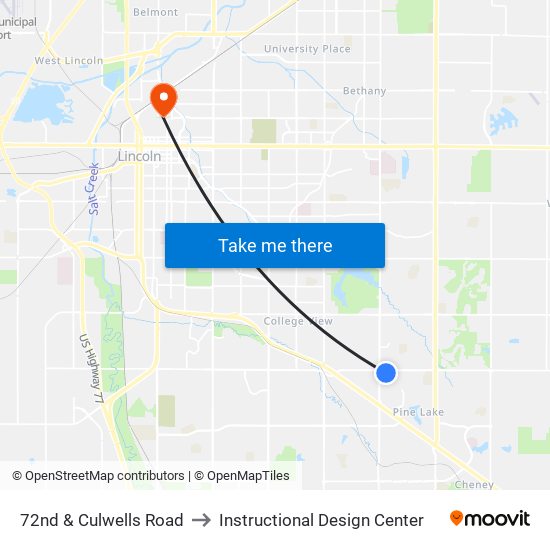 72nd & Culwells Road to Instructional Design Center map