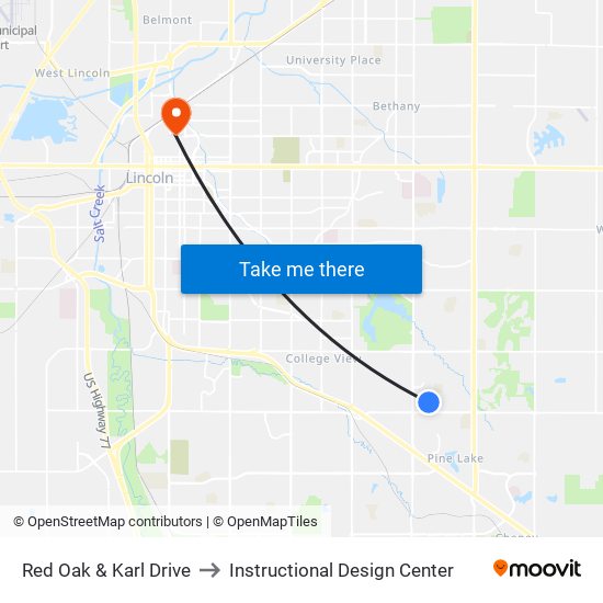 Red Oak & Karl Drive to Instructional Design Center map