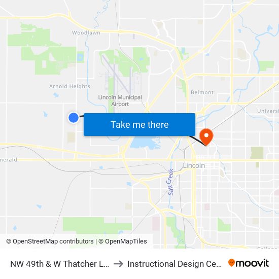 NW 49th & W Thatcher Lane to Instructional Design Center map